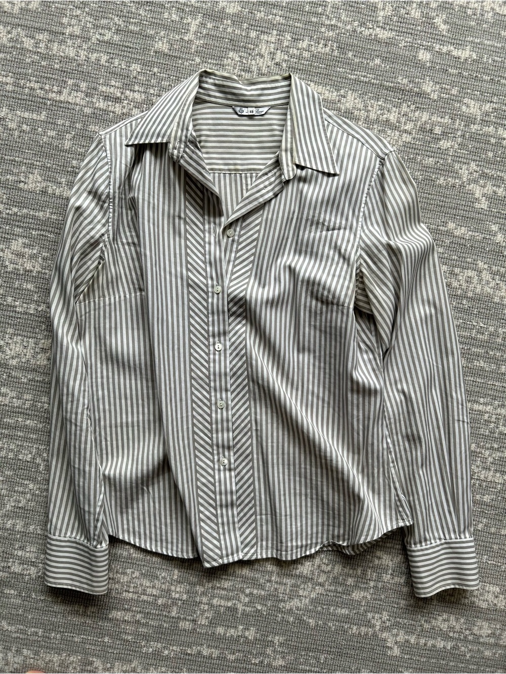Loro piana Gray and White Striped Casual Button-Down Shirt